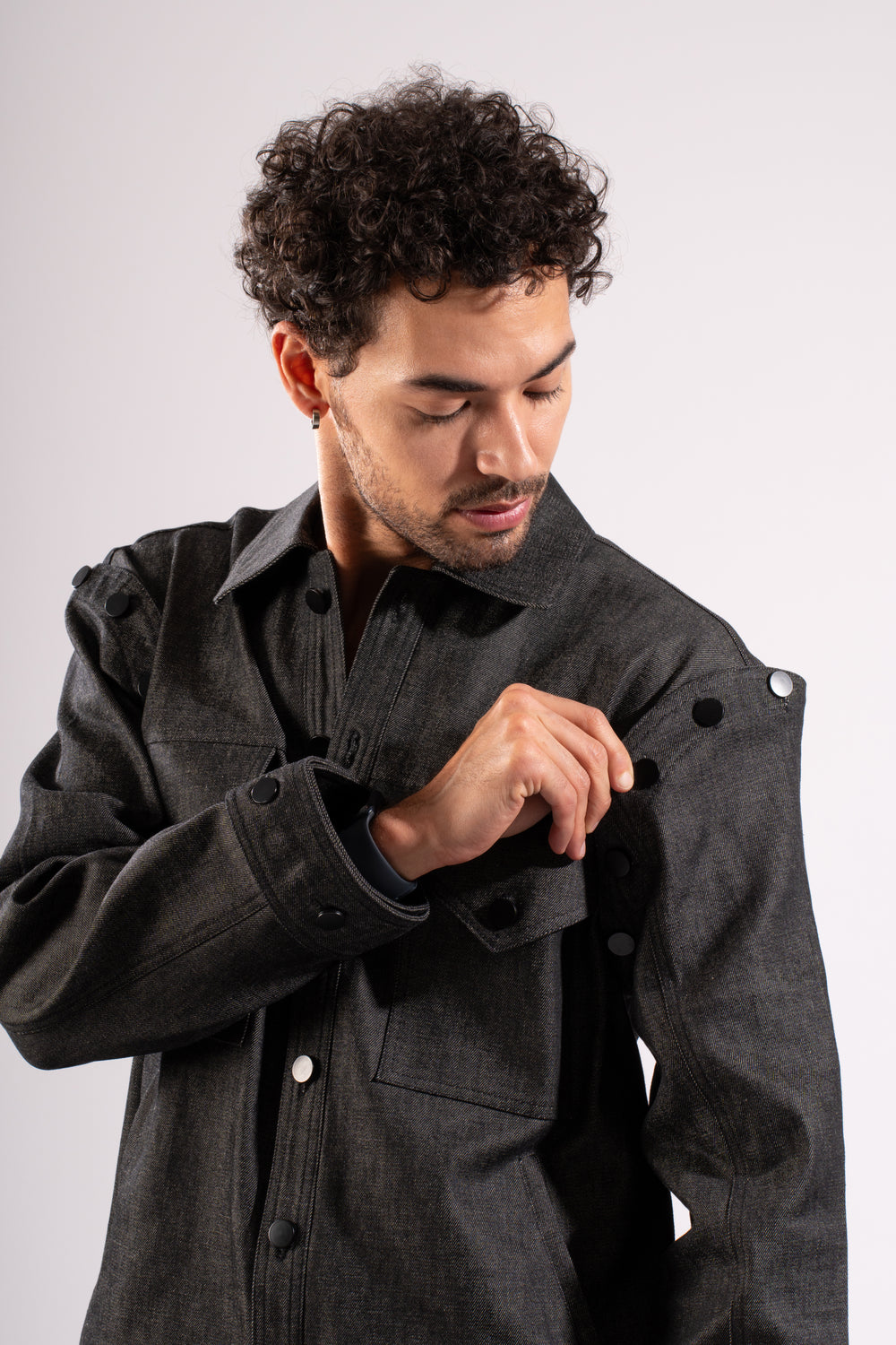 Black Detachable Sleeves Denim Shirt – FLEYE